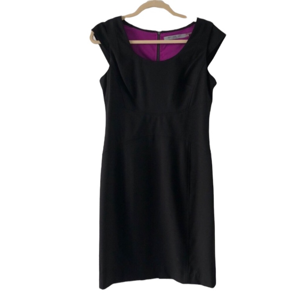 Marc New York by Andrew Marc Size 6 Black Sheath Dress with Cap Sleeves